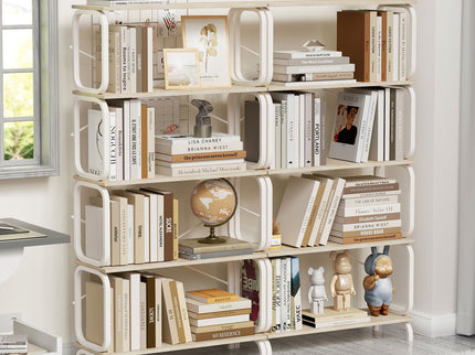 5 Tier Industrial Bookshelf, Tall Bookcase With Open Design, Vintage Storage Organizer
