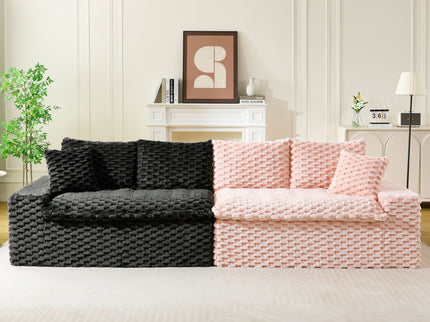 Multifunctional Sofa Pink Black, Fits 4 People