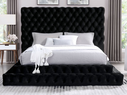 Tufted Oversized Headboard Platform Bed With Fully Upholstered Frame