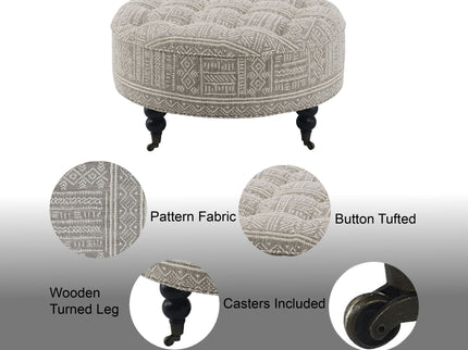 Upendo - Pattern Ottoman With Casters - Multi