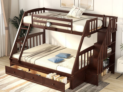 Bunk Bed With Drawers, Ladder And Storage Staircase