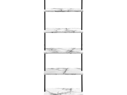 Bookshelf, Bookcase, Etagere, Ladder, 5 Tier, For Office, Marble Look Contemporary & Modern