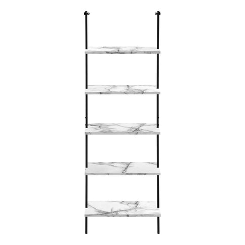 Bookshelf, Bookcase, Etagere, Ladder, 5 Tier, For Office, Marble Look Contemporary & Modern