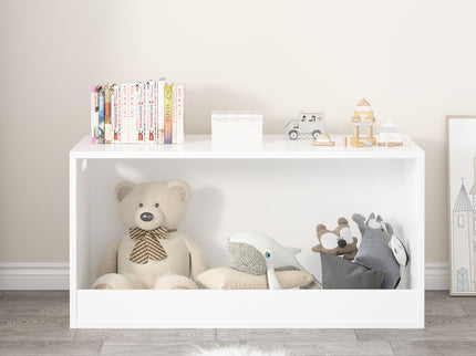 Open Toy Storage Box For Kids, Organizer Bin For Plush Toys, Books - White