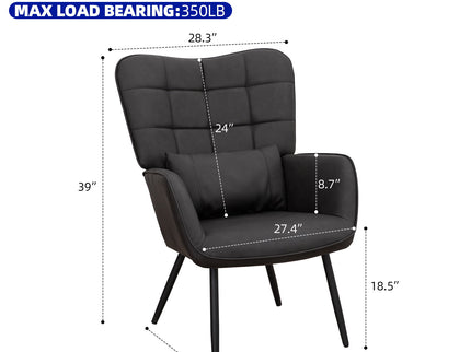 Modern Accent Arm Chair High Back With Metal Legs And Soft Padded