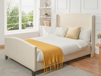 Platform Bed Frame With Tall Headboard And High Footboard
