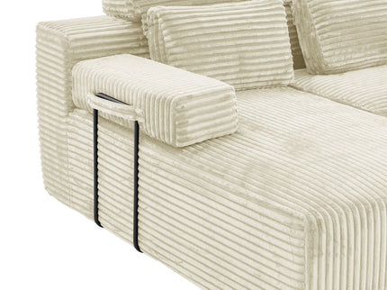 Sectional Sleeper Sofa & Storage Pockets, Modular Couch With Throw Pillows For Living Room
