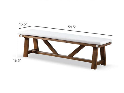 Upholstered Bench With Trestle Base - Brown / White