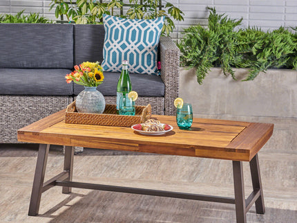 Carlisle - Industrial Coffee Table With And Slat Panel Design - Natural