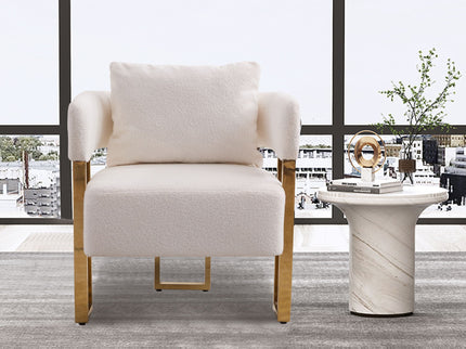 Modern Decorative Chair Teddy Fleece Upholstered And Metal Foot