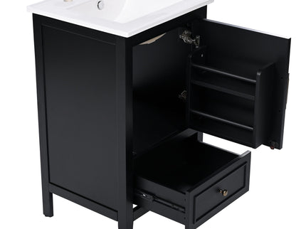 Modern Bathroom Vanity With Sink, Cabinet Storage, Drawer & Adjustable Feet