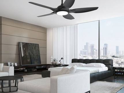 Ceiling Fan With Dimmable LED Light And Remote Control, 5 Blades DC Motor - Black