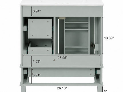Bathroom Vanity With Sink, Soft Closing Door And Drawers - Light Green