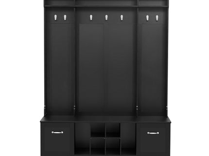 5 In 1 Entryway Bench With Coat Rack, 7 Sturdy Hooks, 2 Spacious Drawers And Adjustable Shelves