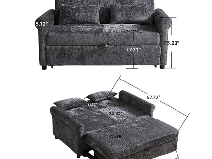 Loveseat Sofa Bed, Pull - Out Couch Sleeper & 2 Pillows