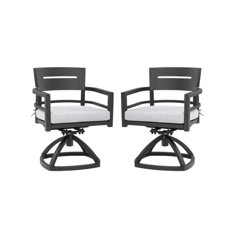 Outdoor Patio Swivel Rocker With Outdoor Grade Sunbrella Fabric Cushions (Set of 2) - Ember Black
