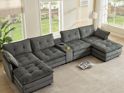 Oversized Modular Sectional Sofa With Multi Functional Console