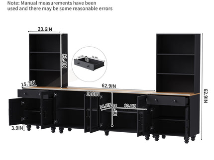 Farmhouse TV Stand With Solid Wood Gourd Shaped Legs For TVs Up To 70"