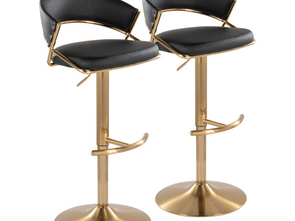 Jie - Contemporary Adjustable Barstool With Swivel With Rounded T Footrest (Set of 2)