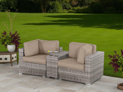 Handcrafted Outdoor Loveseat With Wicker Seating