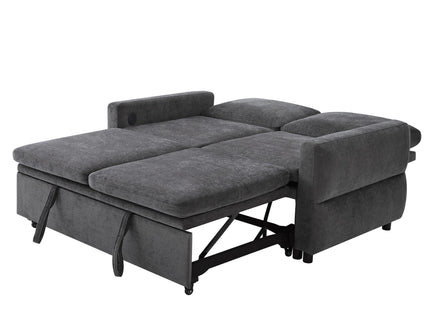 Convertible Sofa Bed Loveseat With Adjustable Backrest And USB Ports