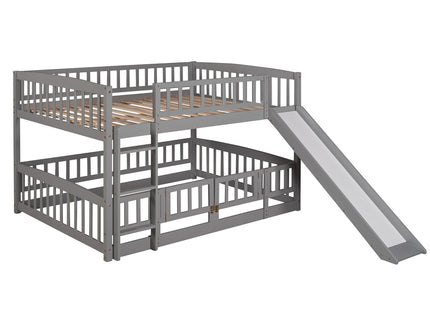 Low Bunk Bed With Slide, Fence And Ladder