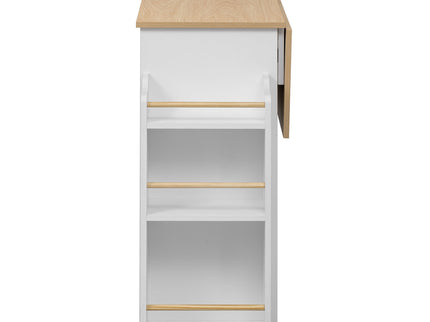 Modern Style 2 In 1 Pet Friendly Dog Crate Kitchen Island End Table Metal Pine - Natural / White