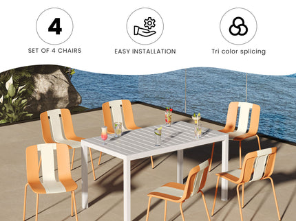 Modern Striped Blocking Single Chairs (Set of 4)