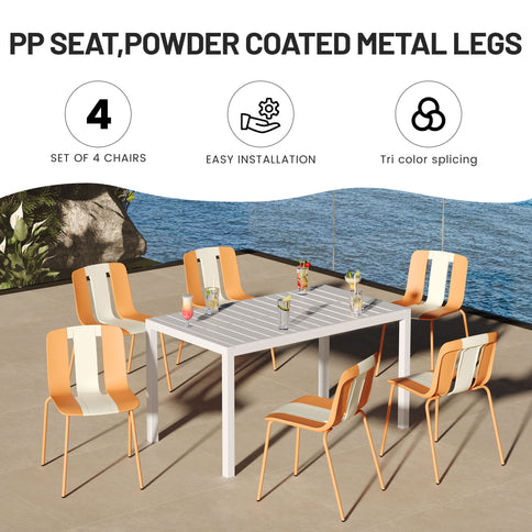 Modern Striped Blocking Single Chairs (Set of 4)
