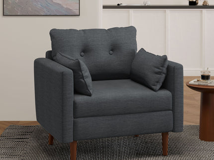 Enchantica - Upholstered Fabric Club Chair With Button Tufted And 2 Accent Pillows
