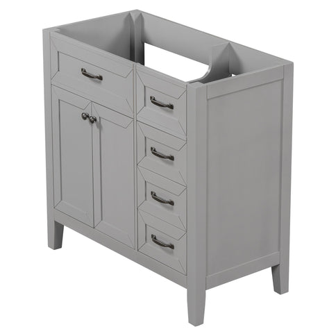 Modern Bathroom Vanity Base Only, 2 Doors And 3 Drawers