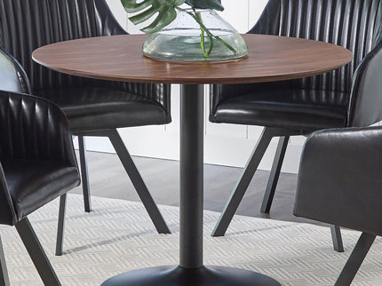 Round Dining Table With Pedestal Base - Warm Walnut