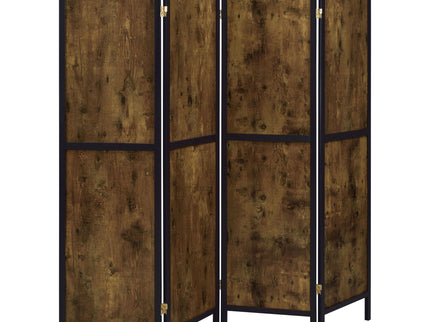 4 Panel Folding Screen, Space Divider - Brown