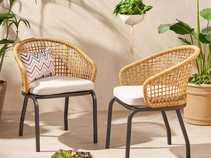 Outdoor Wicker Chair With Powder Coated Iron Legs