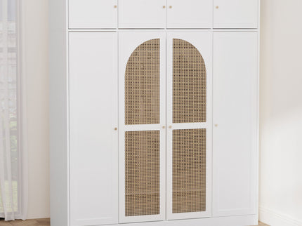 8 Door Armoire Wardrobe With Adjustable Shelves And Hanging Rod