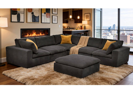 Custom Configuration Modular Sectional With Toss Pillows