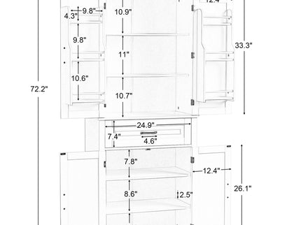 Bathroom Storage Cabinet With Doors And Drawer, Adjustable Shelf