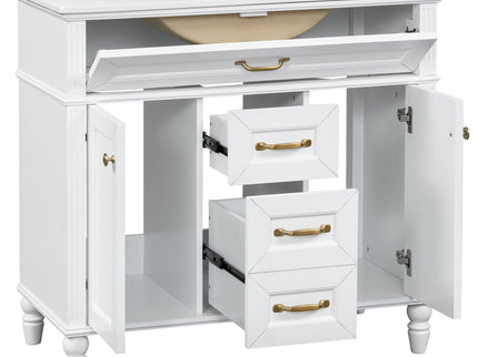 Bathroom Vanity With Sink, Flip-Out Top Drawer, Soft Close Doors, 2 Storage Drawers