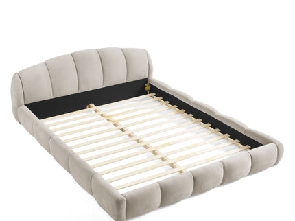 Upholstered Platform Bed Frame, Low Profile Floor Bed, No Box Spring Required
