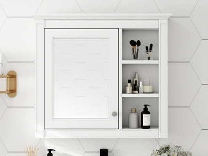 Wall Mounted Medicine Cabinet With Mirror And 3 Open Shelves