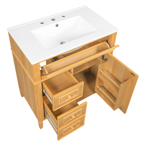 Bathroom Vanity With Flip Out Drawer, 2 Soft-Close Drawers