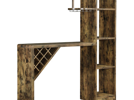 Kady - 5 Shelf Home Bar Table With Wine & Stemware Storage - Brown