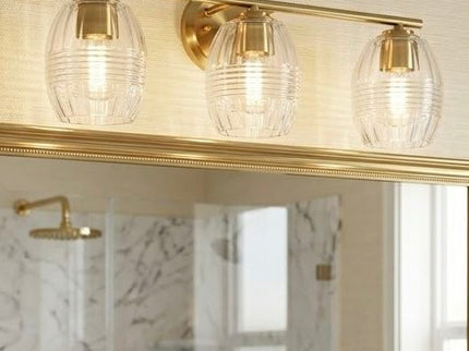 Luster - 3 Lights Vanity With Clear For Bathrooms Above Mirror Wall Lamp Satin - Clear / Gold