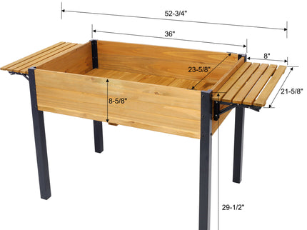 Raised Garden Bed With Metal Legs And Folding Storage Shelf