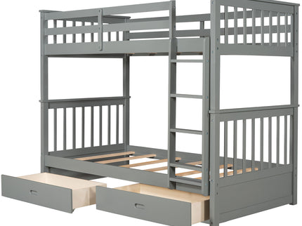 Bunk Bed With Ladders And 2 Storage Drawers