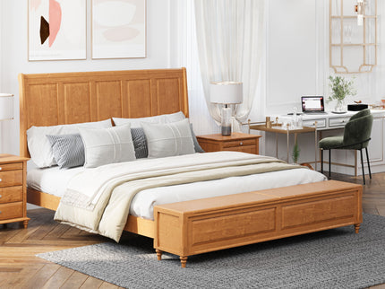 Sleigh Bed Frame With Tall Headboard And Storage Bench