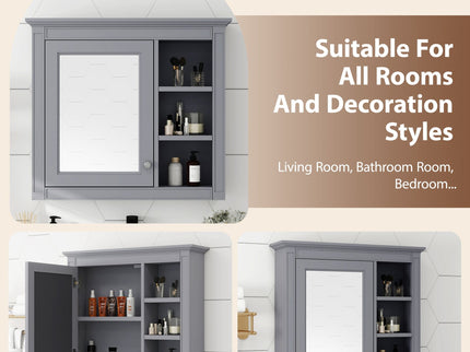 Wall Mounted Medicine Cabinet With Mirror And 3 Open Shelves