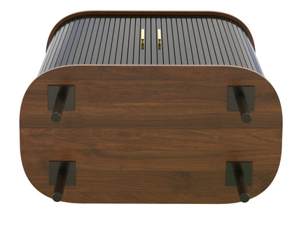 Fluted Wine Bar Cabinet With 8 Grid Wine Rack, 5 Level Adjustable Shelves, 2 Glass Holders