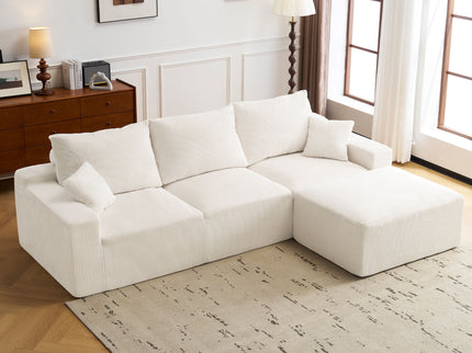 L Shaped Sectional Sofa, Full Compression 3 Seater Cloud Couch With Chaise