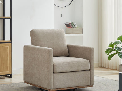 Modern Square Upholstered Swivel Accent Chair With Metal Base